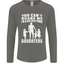 Dad With Three Daughters Funny Fathers Day Mens Long Sleeve T-Shirt Charcoal