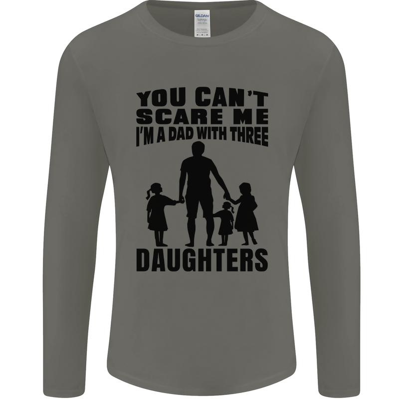 Dad With Three Daughters Funny Fathers Day Mens Long Sleeve T-Shirt Charcoal