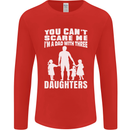 Dad With Three Daughters Funny Fathers Day Mens Long Sleeve T-Shirt Red