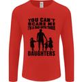 Dad With Three Daughters Funny Fathers Day Mens Long Sleeve T-Shirt Red