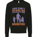 Dad With Three Daughters Funny Fathers Day Mens Sweatshirt Jumper Black