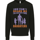 Dad With Three Daughters Funny Fathers Day Mens Sweatshirt Jumper Black