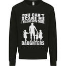 Dad With Three Daughters Funny Fathers Day Mens Sweatshirt Jumper Black