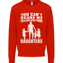 Dad With Three Daughters Funny Fathers Day Mens Sweatshirt Jumper Bright Red