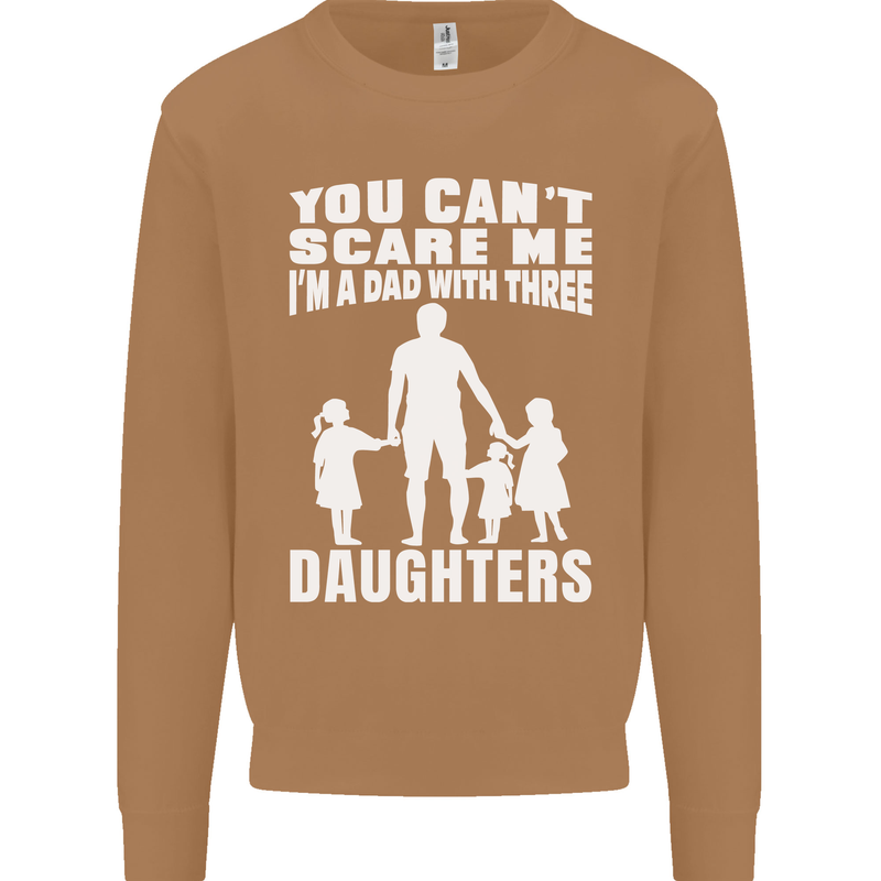 Dad With Three Daughters Funny Fathers Day Mens Sweatshirt Jumper Caramel Latte