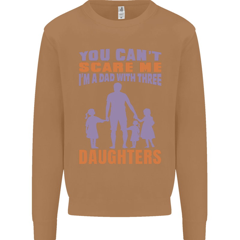 Dad With Three Daughters Funny Fathers Day Mens Sweatshirt Jumper Caramel Latte