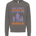 Dad With Three Daughters Funny Fathers Day Mens Sweatshirt Jumper Charcoal