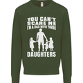 Dad With Three Daughters Funny Fathers Day Mens Sweatshirt Jumper Forest Green
