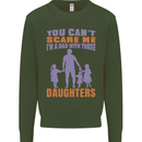 Dad With Three Daughters Funny Fathers Day Mens Sweatshirt Jumper Forest Green