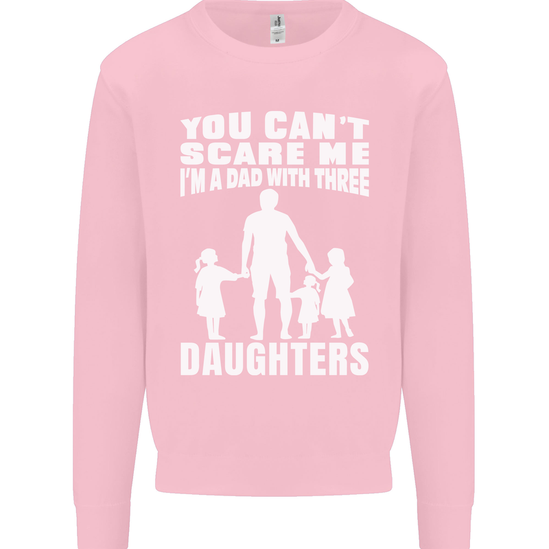Dad With Three Daughters Funny Fathers Day Mens Sweatshirt Jumper Light Pink