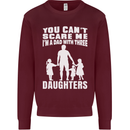 Dad With Three Daughters Funny Fathers Day Mens Sweatshirt Jumper Maroon
