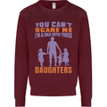 Dad With Three Daughters Funny Fathers Day Mens Sweatshirt Jumper Maroon