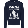 Dad With Three Daughters Funny Fathers Day Mens Sweatshirt Jumper Navy Blue
