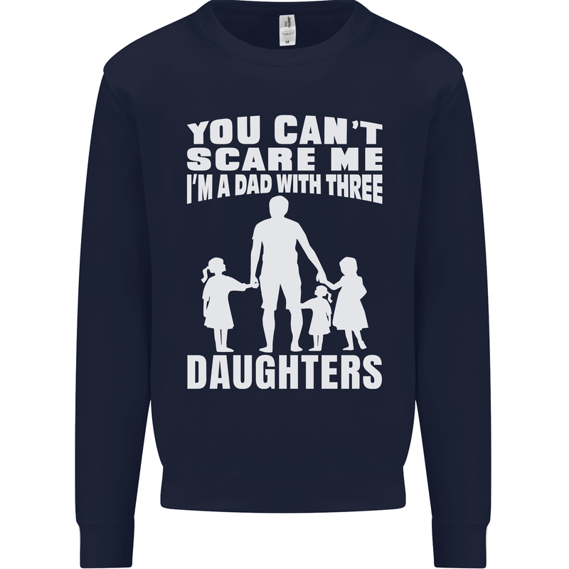 Dad With Three Daughters Funny Fathers Day Mens Sweatshirt Jumper Navy Blue