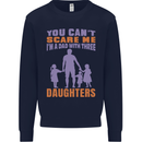 Dad With Three Daughters Funny Fathers Day Mens Sweatshirt Jumper Navy Blue