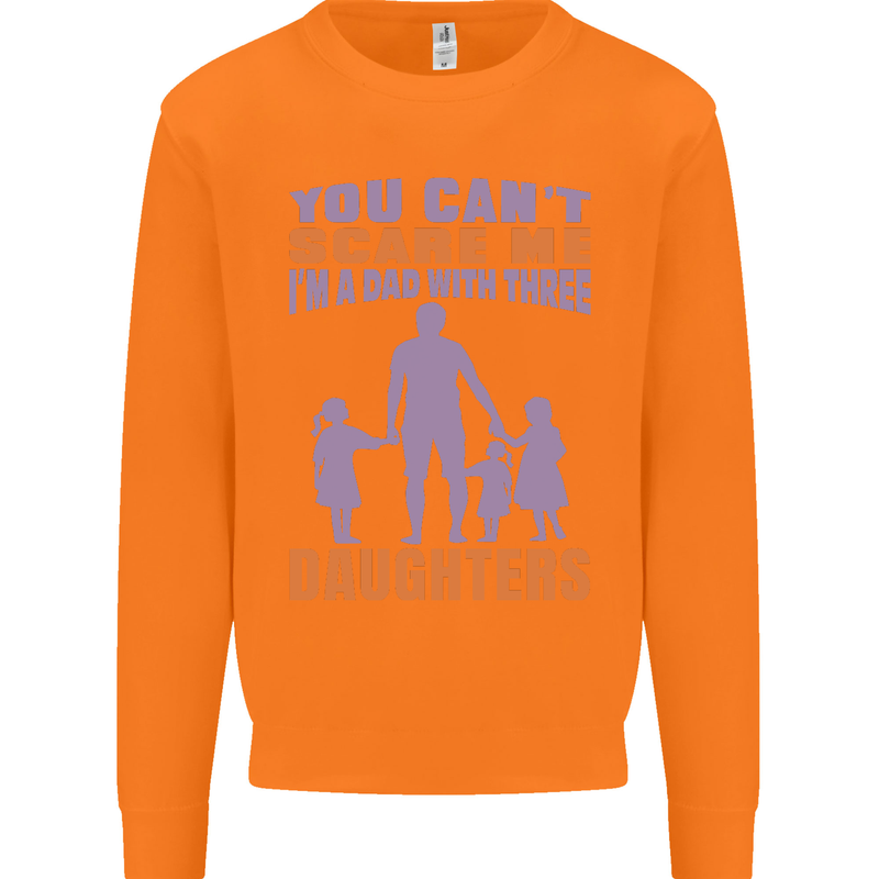 Dad With Three Daughters Funny Fathers Day Mens Sweatshirt Jumper Orange