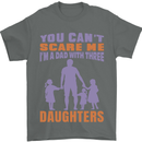 Dad With Three Daughters Funny Fathers Day Mens T-Shirt Cotton Gildan Charcoal