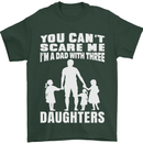 Dad With Three Daughters Funny Fathers Day Mens T-Shirt Cotton Gildan Forest Green