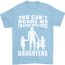 Dad With Three Daughters Funny Fathers Day Mens T-Shirt Cotton Gildan Light Blue