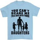 Dad With Three Daughters Funny Fathers Day Mens T-Shirt Cotton Gildan Light Blue