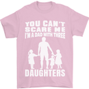 Dad With Three Daughters Funny Fathers Day Mens T-Shirt Cotton Gildan Light Pink