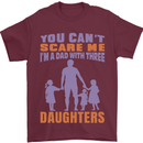Dad With Three Daughters Funny Fathers Day Mens T-Shirt Cotton Gildan Maroon