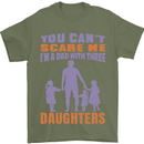 Dad With Three Daughters Funny Fathers Day Mens T-Shirt Cotton Gildan Military Green