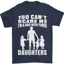 Dad With Three Daughters Funny Fathers Day Mens T-Shirt Cotton Gildan Navy Blue