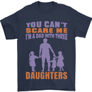 Dad With Three Daughters Funny Fathers Day Mens T-Shirt Cotton Gildan Navy Blue