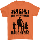Dad With Three Daughters Funny Fathers Day Mens T-Shirt Cotton Gildan Orange