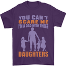 Dad With Three Daughters Funny Fathers Day Mens T-Shirt Cotton Gildan Purple