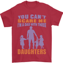 Dad With Three Daughters Funny Fathers Day Mens T-Shirt Cotton Gildan Red