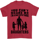 Dad With Three Daughters Funny Fathers Day Mens T-Shirt Cotton Gildan Red