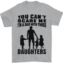 Dad With Three Daughters Funny Fathers Day Mens T-Shirt Cotton Gildan Sports Grey