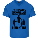 Dad With Three Daughters Funny Fathers Day Mens V-Neck Cotton T-Shirt Royal Blue
