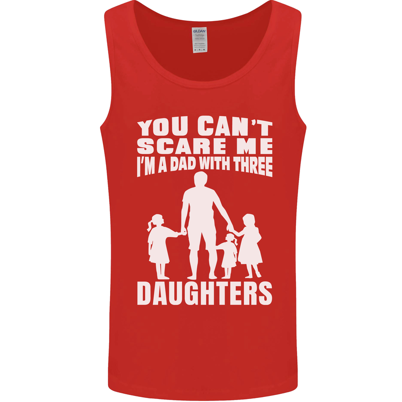 Dad With Three Daughters Funny Fathers Day Mens Vest Tank Top Red