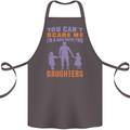 Dad With Two Daughters Funny Fathers Day Cotton Apron 100% Organic Dark Grey