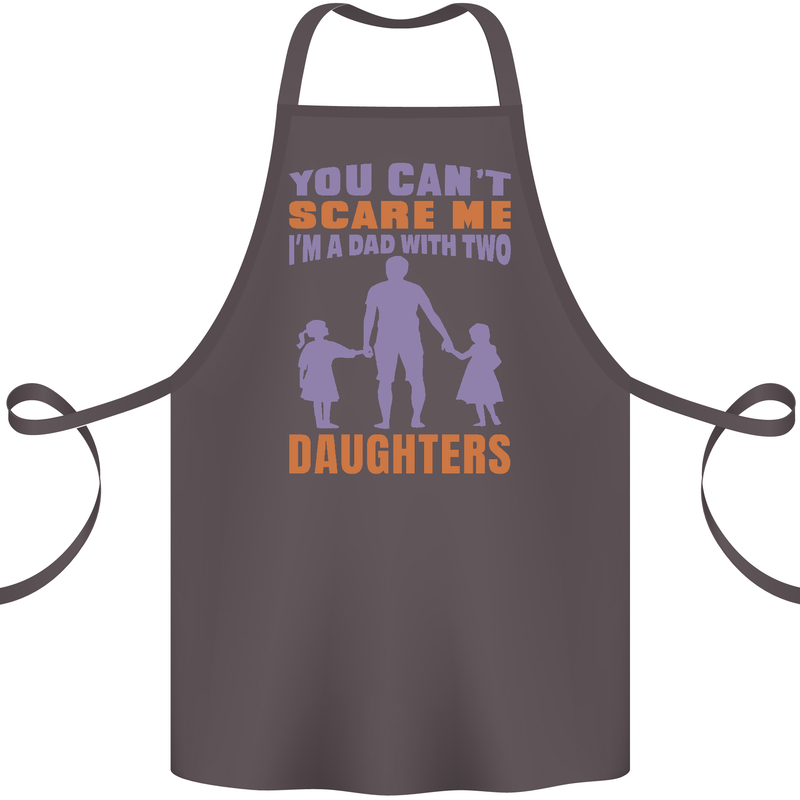 Dad With Two Daughters Funny Fathers Day Cotton Apron 100% Organic Dark Grey