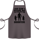 Dad With Two Daughters Funny Fathers Day Cotton Apron 100% Organic Dark Grey