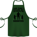 Dad With Two Daughters Funny Fathers Day Cotton Apron 100% Organic Forest Green