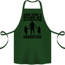 Dad With Two Daughters Funny Fathers Day Cotton Apron 100% Organic Forest Green