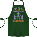 Dad With Two Daughters Funny Fathers Day Cotton Apron 100% Organic Forest Green