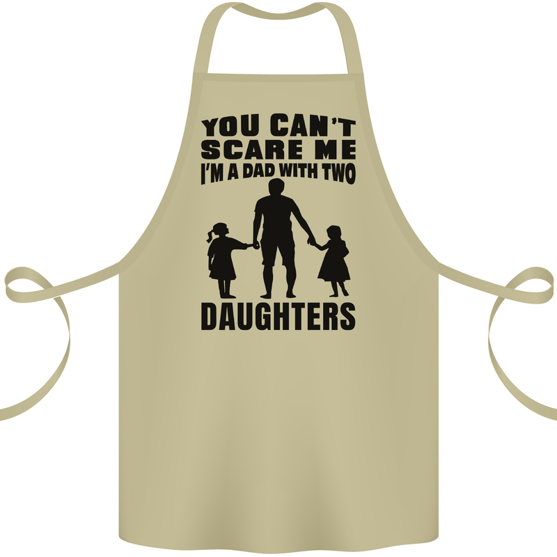 Dad With Two Daughters Funny Fathers Day Cotton Apron 100% Organic Khaki
