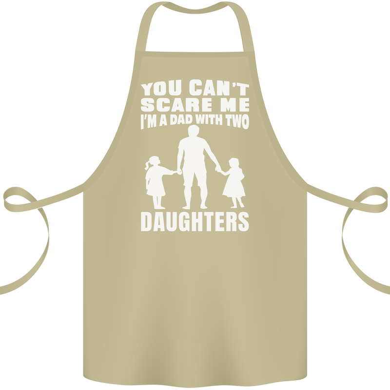 Dad With Two Daughters Funny Fathers Day Cotton Apron 100% Organic Khaki