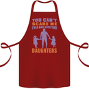 Dad With Two Daughters Funny Fathers Day Cotton Apron 100% Organic Maroon