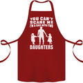 Dad With Two Daughters Funny Fathers Day Cotton Apron 100% Organic Maroon