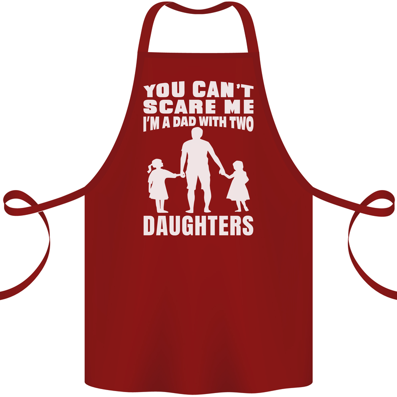Dad With Two Daughters Funny Fathers Day Cotton Apron 100% Organic Maroon