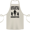 Dad With Two Daughters Funny Fathers Day Cotton Apron 100% Organic Natural