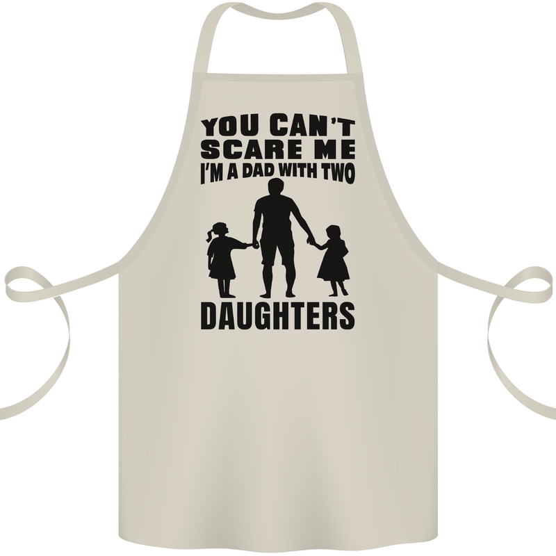 Dad With Two Daughters Funny Fathers Day Cotton Apron 100% Organic Natural