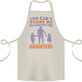 Dad With Two Daughters Funny Fathers Day Cotton Apron 100% Organic Natural